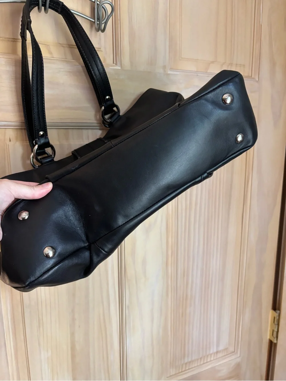Coach Classic Black Leather Tote Handbag Y2K